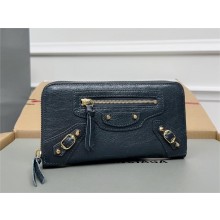 balenciaga zippy long wallet in sheepskin dark gray 2023