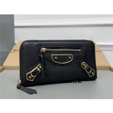 balenciaga zippy long wallet in goatskin black 2023
