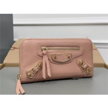 balenciaga zippy long wallet in goatskin nude pink 2023