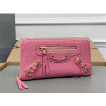 balenciaga zippy long wallet in goatskin pink 2023