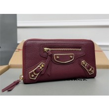 balenciaga zippy long wallet in goatskin burgundy 2023
