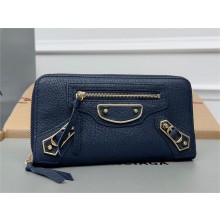 balenciaga zippy long wallet in goatskin royal blue 2023