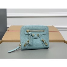 balenciaga small zippy wallet in goatskin sky blue 2023
