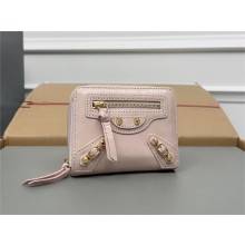 balenciaga small zippy wallet in sheepskin light pink 2023
