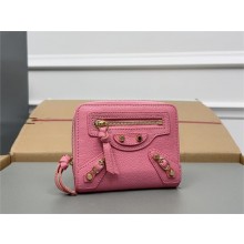balenciaga small zippy wallet in goatskin pink 2023
