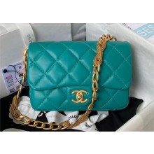 Chanel Lambskin & Gold-Tone Metal small flap bag green AS4231 2023