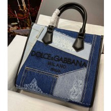 Dolce & Gabbana denim-patchwork shopper bag 2023
