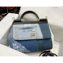 Dolce & Gabbana Large Sicily bag in calfskin and patchwork denim 2023