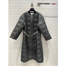 dior Black Quilted Technical Taffeta Macrocannage Coat 2023