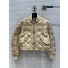 dior Beige Quilted Technical Cotton Taffeta Macrocannage Bomber Jacket 2023