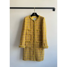 chanel Wool & Cotton Tweed Yellow, Brown & Ecru coat P77685 2024 