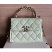 Chanel Clutch with Chain in Shiny Grained Calfskin AP3237 light green 2025