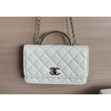 Chanel Clutch with Chain in Shiny grained Calfskin AP4498 WHITE 2025