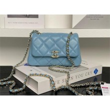 Chanel Clutch with Chain in Shiny lambskin AP4593 blue 2025