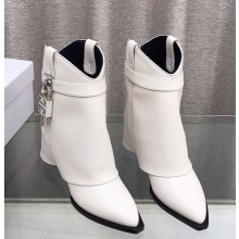 Givenchy Shark Lock Cowboy ankle boots in aged leather white  heel 6cm 1105-2024