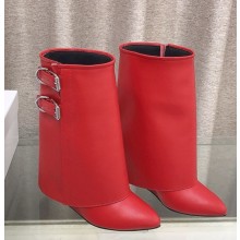 Givenchy Bottines Shark Lock Buckles en cuir rouge 1105-2024s