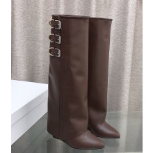 Givenchy Bottes Shark Lock Buckles en cuir coffee 1105-2024