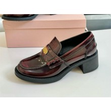 Miu Miu Brushed leather loafers 5D276E burgundy 2024SS