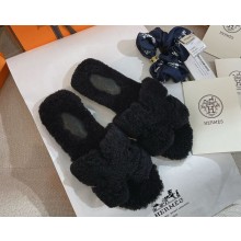 Hermes Oran Sandal  Woolskin black 2024