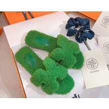 Hermes Oran Sandal  Woolskin grass green 2024