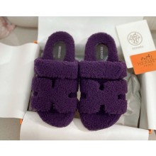 Hermès  Chypre shearling mules purple 2024