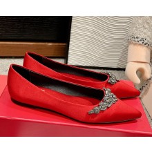 Roger Vivier Efflorescence Ballerinas in satin red 2025