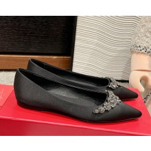 Roger Vivier Efflorescence Ballerinas in satin black 2025