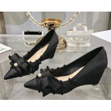 Dior Adiorable Wedge Pump Black Fringed Grosgrain 2024