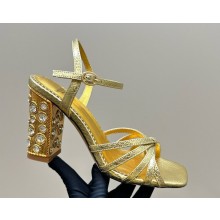 Valentino Garavani Preshoes sandal in laminated ayers skakeskin with crystals heel 10cm gold 2024