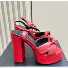 Saint Laurent Heel 14cm platform sandals leather red 2024