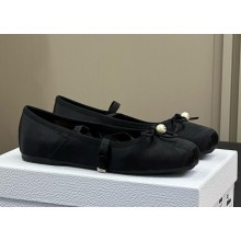 DIOR Black Satin and Grosgrain D-Joy Ballet Flat 2024