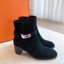 Hermes Frenchie 50 ankle boot in suede calfskin black 2023