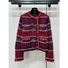 chanel Red, White, Dark Navy Blue & Black Cashmere, Wool & Tweed cardigan p75706 2023