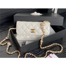 Chanel Shiny Lambskin Flap Phone Holder with Chain Ap4284 white 2024