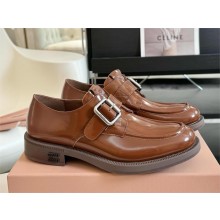 Miu Miu Leather brogue shoes 5E320E maroon 2024SS