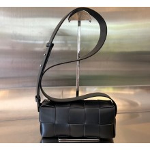 Bottega Veneta Intreccio leather Small Brick Cassette cross-body bag with adjustable strap 729251 Black