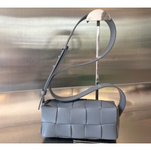Bottega Veneta Intreccio leather Small Brick Cassette cross-body bag with adjustable strap 729251 Gray