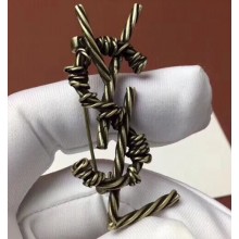Saint Laurent Monogram Draped Bow YSL Brooch 05