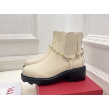 VALENTINO GARAVANI ROCKSTUD CALFSKIN ANKLE BOOT heel 5cm white 2024
