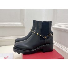 VALENTINO GARAVANI ROCKSTUD CALFSKIN ANKLE BOOT heel 5cm black 2024