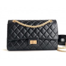 Chanel 2.55 Reissue Size 225 Bag in wrinkled calfskin black with gold hardware