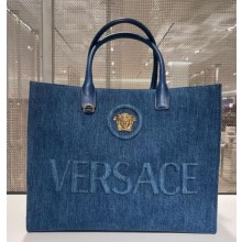 versace La Medusa Canvas Tote Bag blue 2023