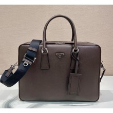 Prada Saffiano leather briefcase  2VE022 coffee 1105-2024