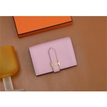 Hermes bearn mini wallet in epsom leather mauve sylvestre with gold hardware handmade(original quality)