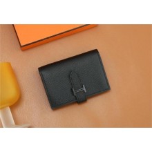 Hermes bearn mini wallet in epsom leather noir with black hardware handmade(original quality)