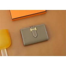 Hermes bearn mini wallet in epsom leather etoupe with gold hardware handmade(original quality)
