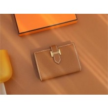 Hermes bearn mini wallet in epsom leather golden brown with gold hardware handmade(original quality)
