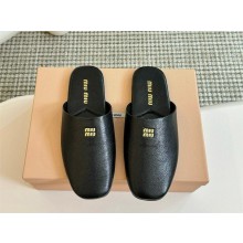Miu Miu Leather slippers 5S322E black 2024