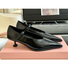 Miu Miu Brushed leather pumps 5I317E black 2024
