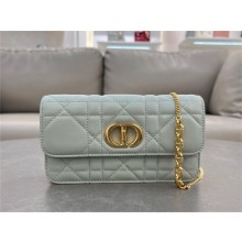 Dior Miss Caro Pouch with Chain in Blue Macrocannage Lambskin 2024